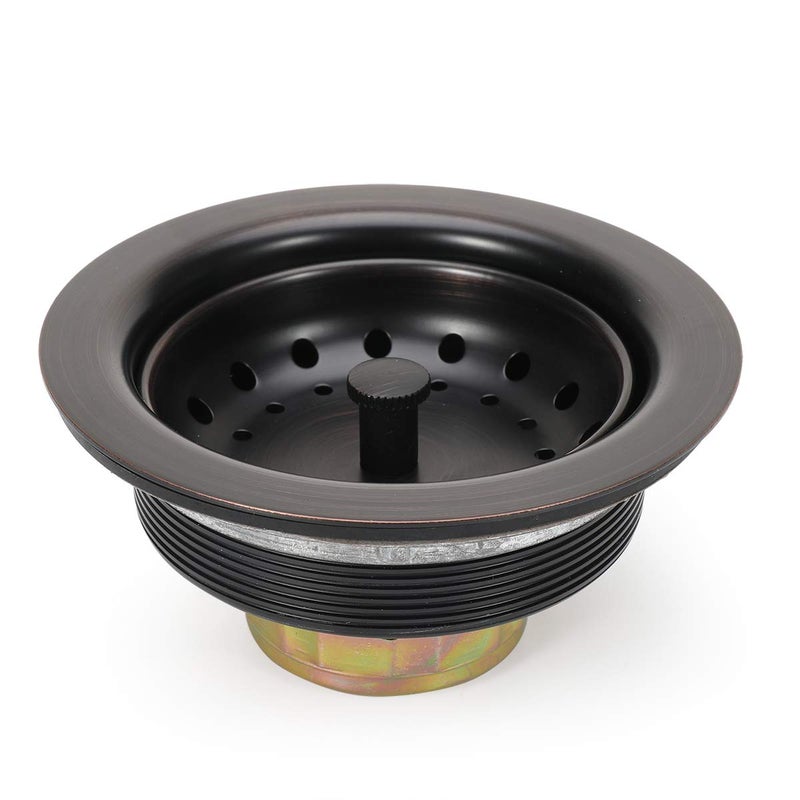 KONE 3-1/2 Inch Kitchen Sink Drain ORB Assembly with Strainer Basket/Stopper, All Stainless Steel Durable and Rustproof Oil Rubbed Bronze - Image 1